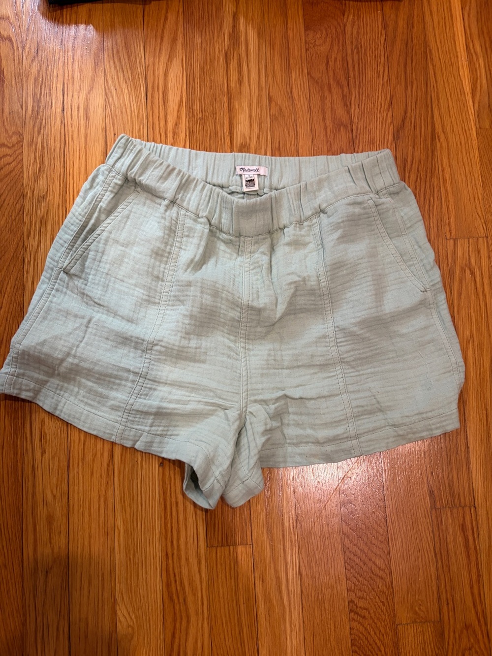 Madewell Soft Mint High-Waist Linen-Blend Shorts